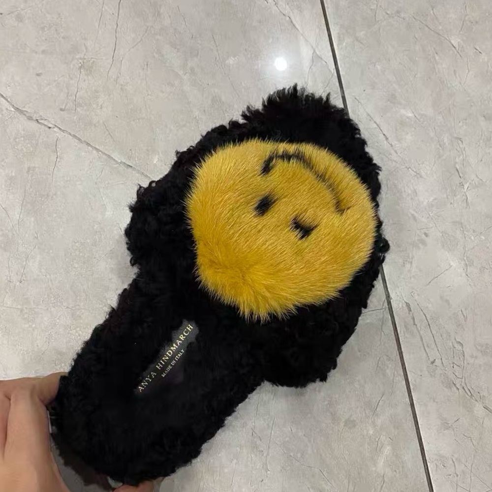 Anya Hindmarch Black Slippers with Yellow Accent